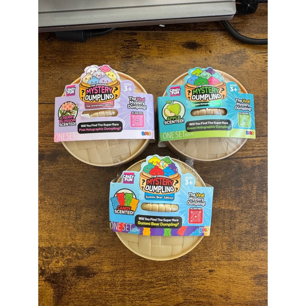 Crazy Fun Mystery Dumpling Scented Squishy Bundle Pink Green Gummi Bear 3 Pack